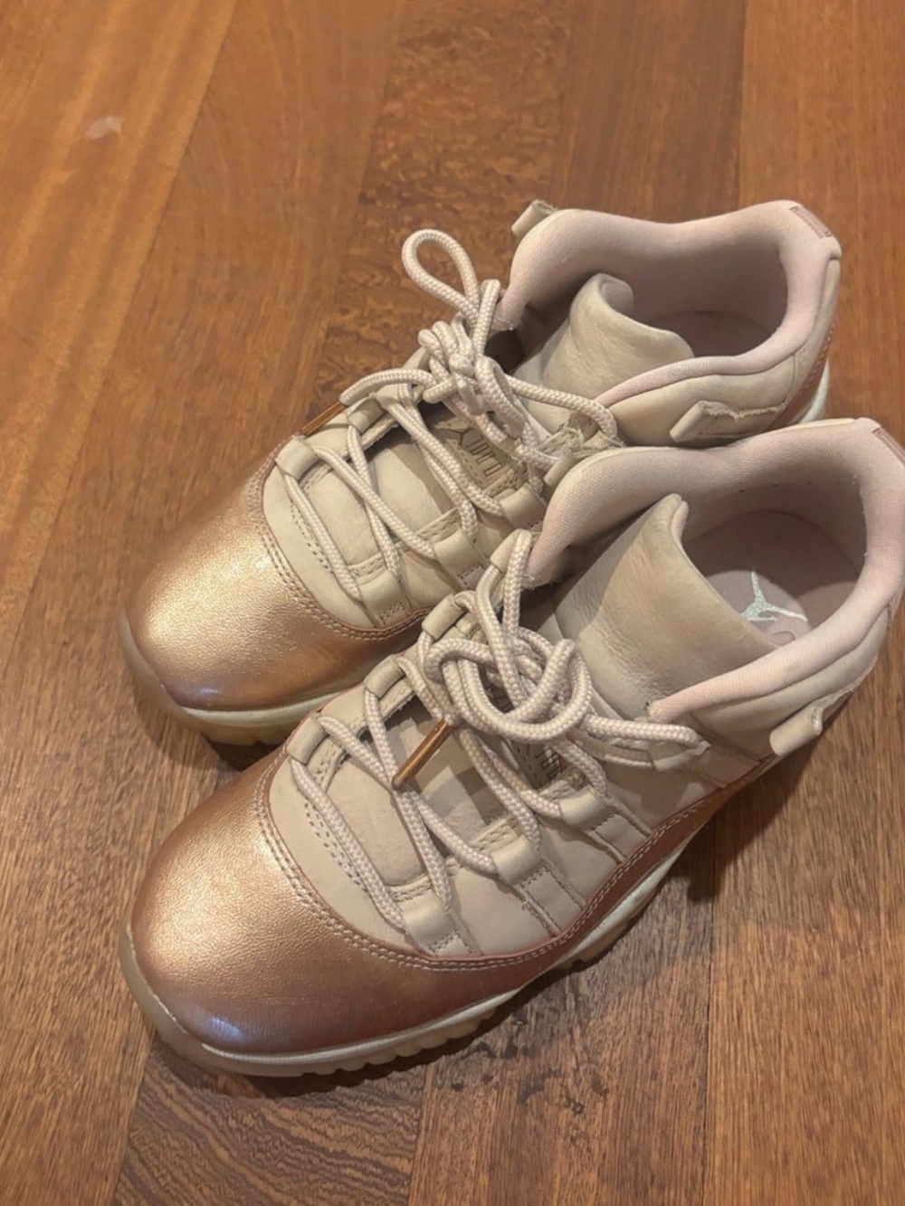 Jordan Women's Metallic Rose Gold and Blush Sneakers